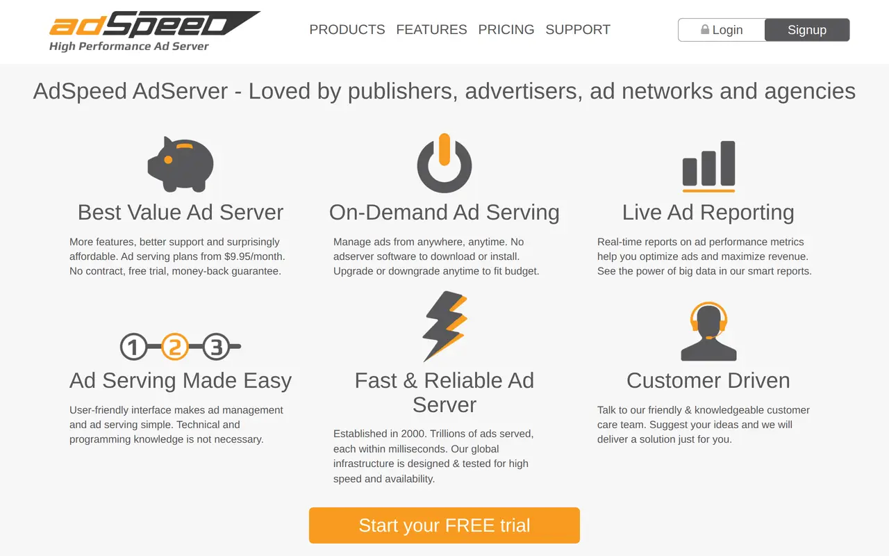 The AdSpeed homepage