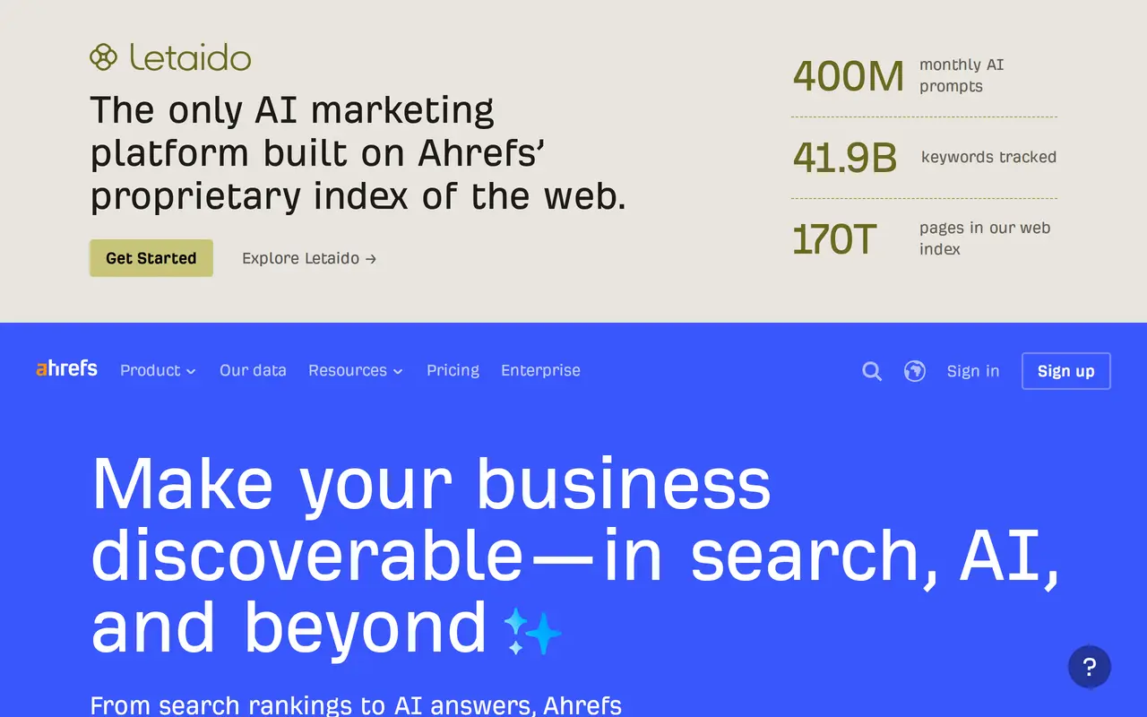 The Ahrefs homepage