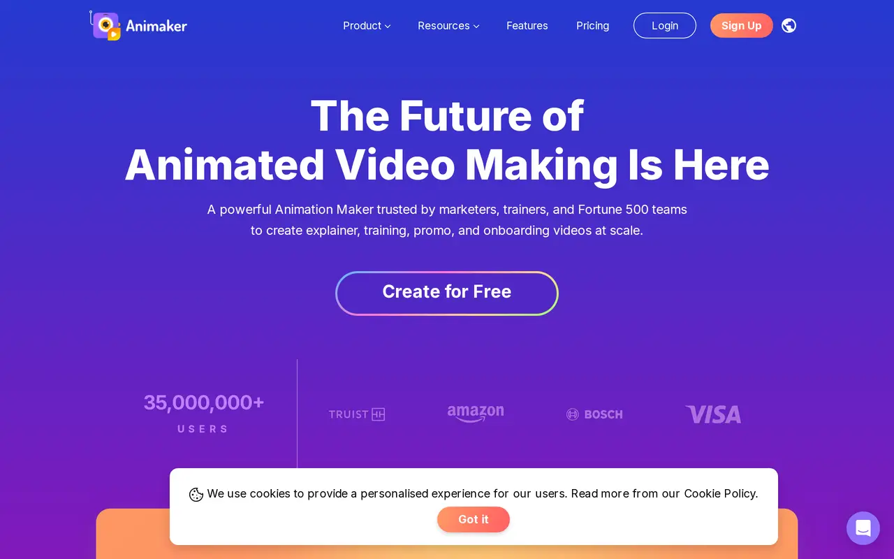 The Animaker homepage