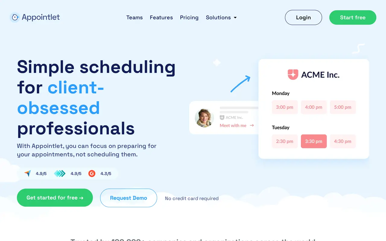 The Appointlet homepage