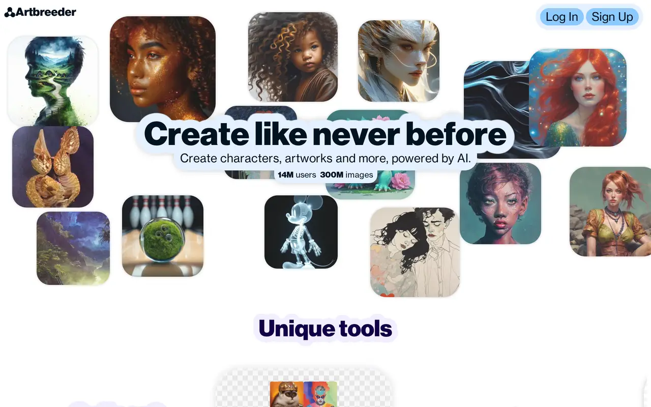 The Artbreeder homepage