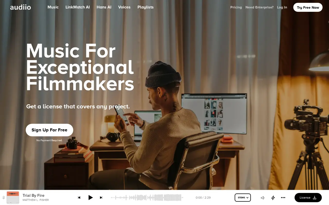 The Audiio homepage