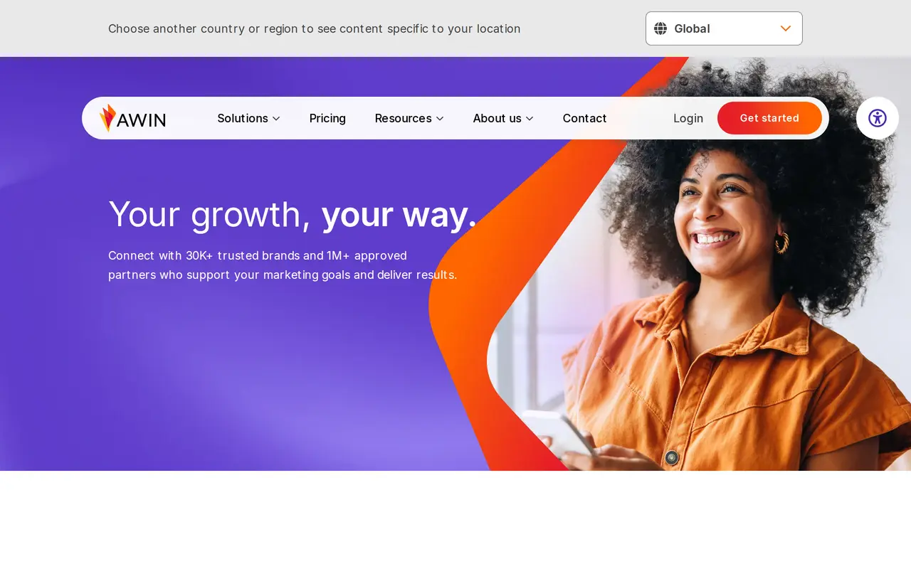 The Awin homepage