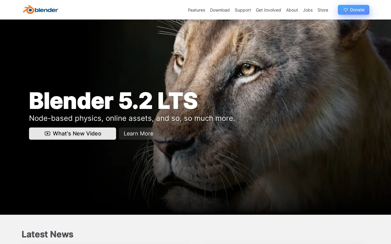 The Blender homepage