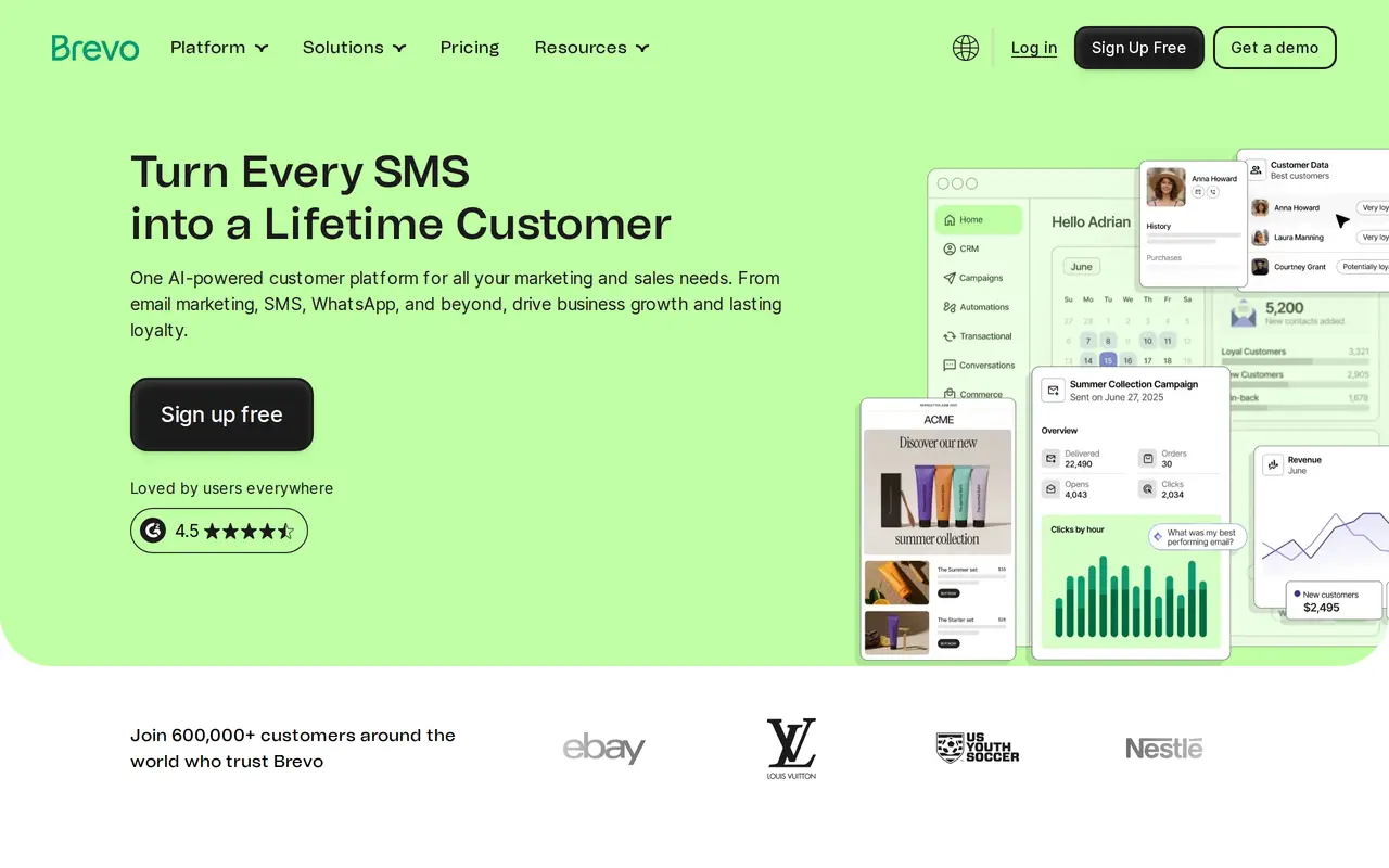 The Brevo homepage