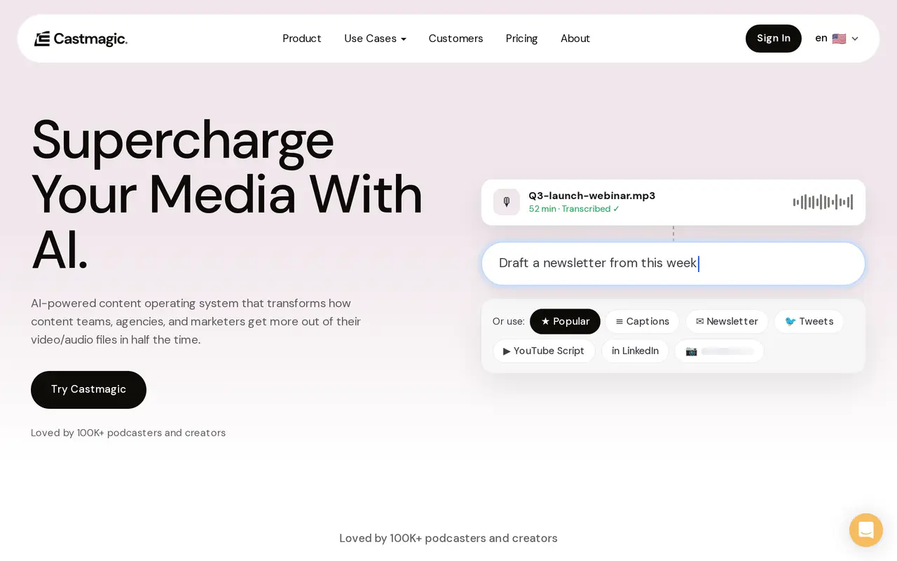 The Castmagic homepage