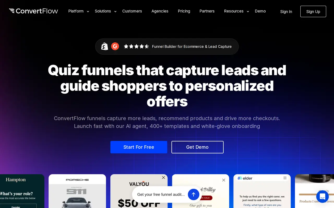 The ConvertFlow homepage