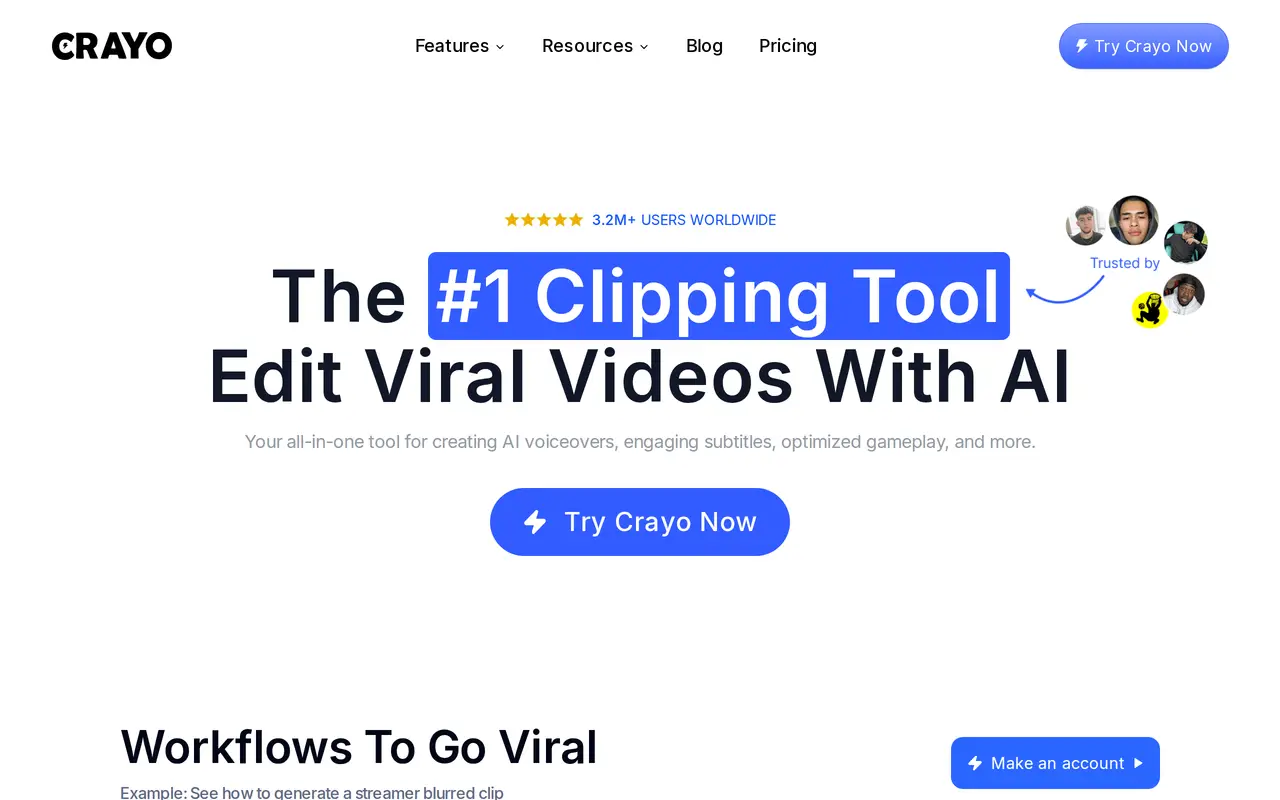 The Crayo homepage