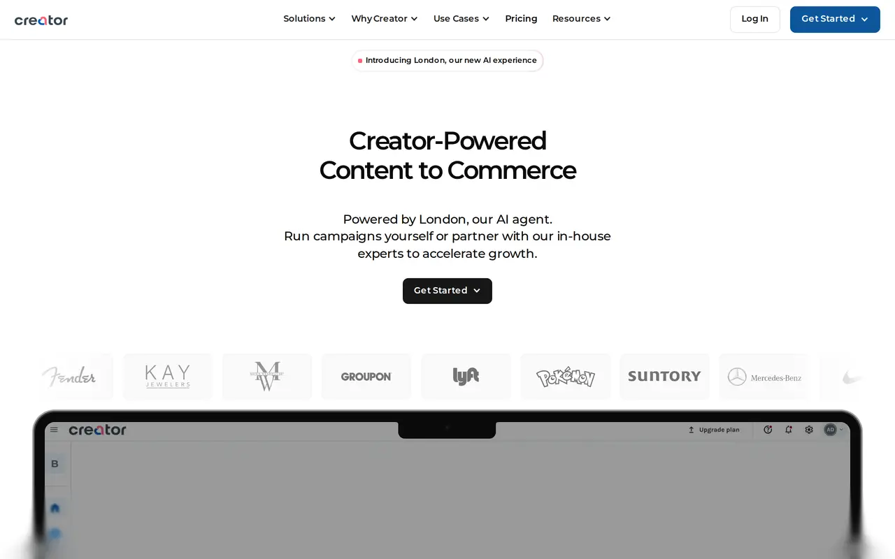 The Creator.co homepage