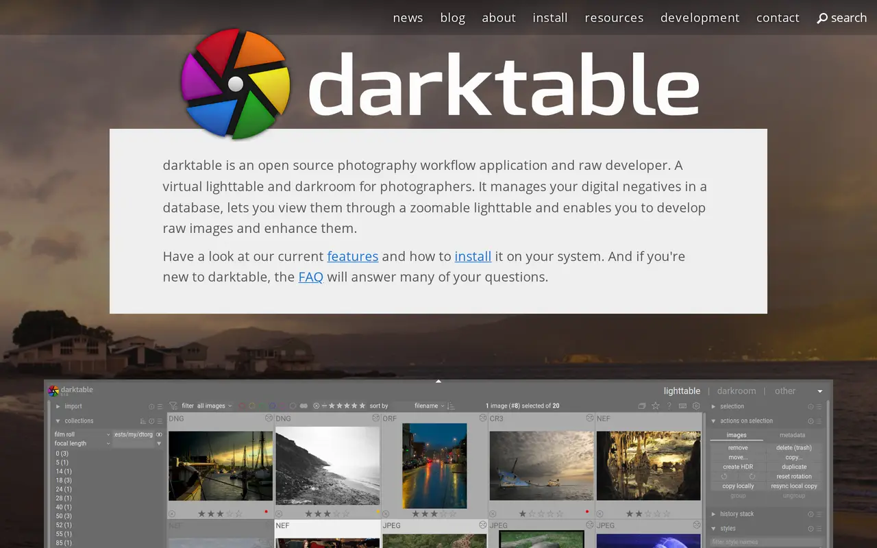 The darktable homepage