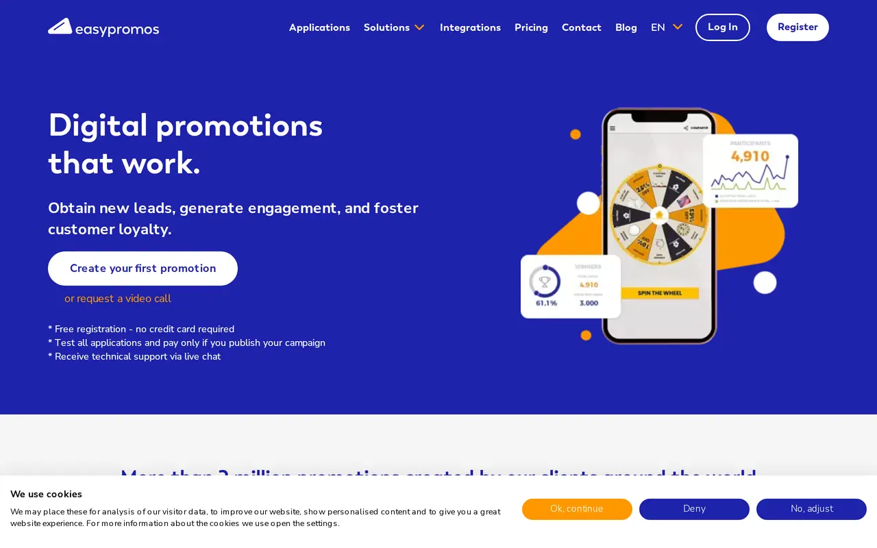 The Easypromos homepage