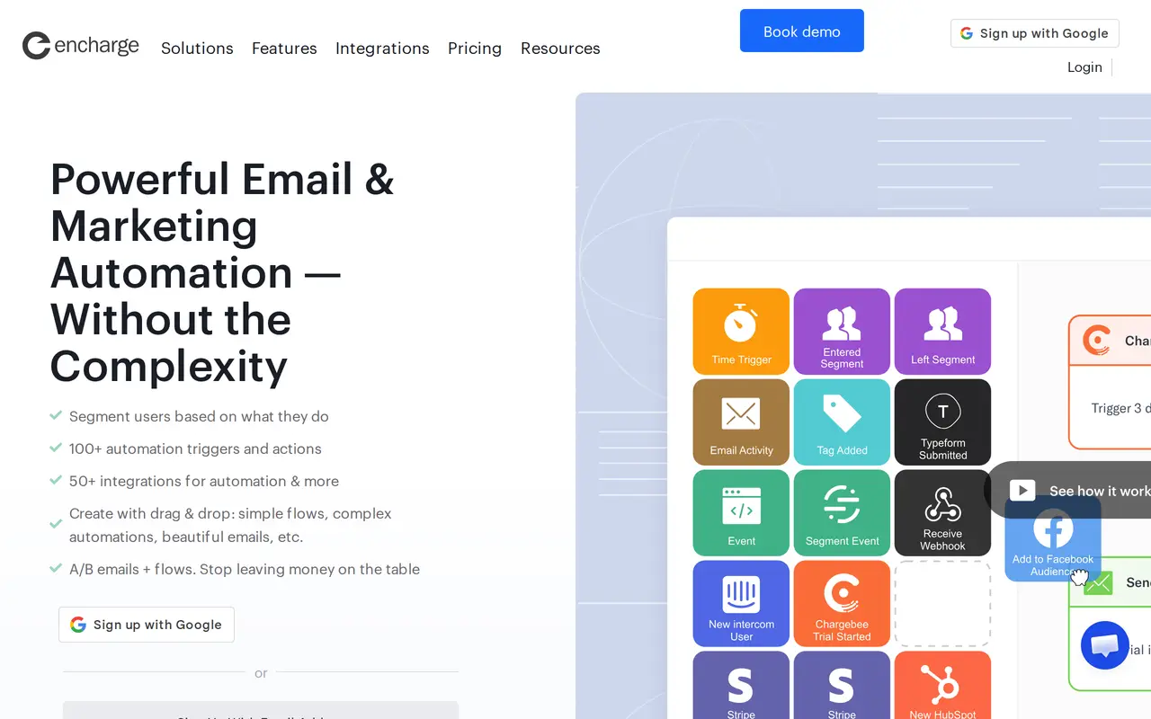The Encharge homepage