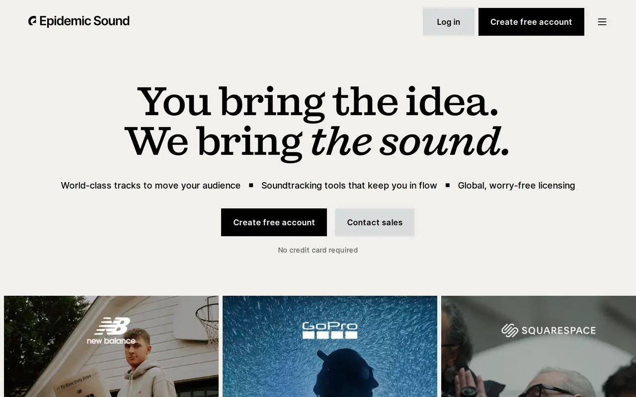 The Epidemic Sound homepage