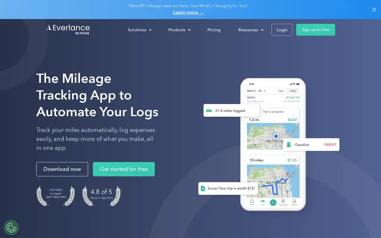 The Everlance homepage