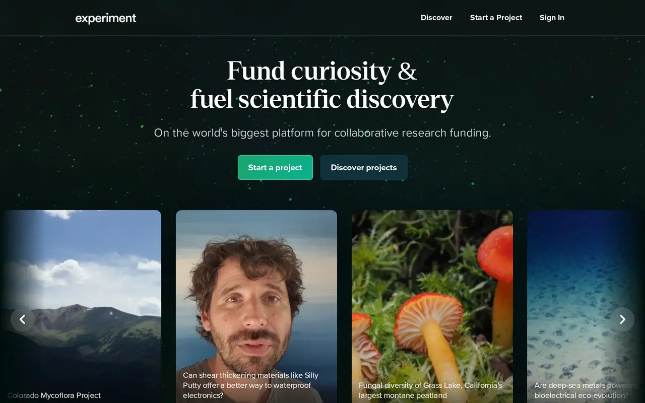 The Experiment homepage