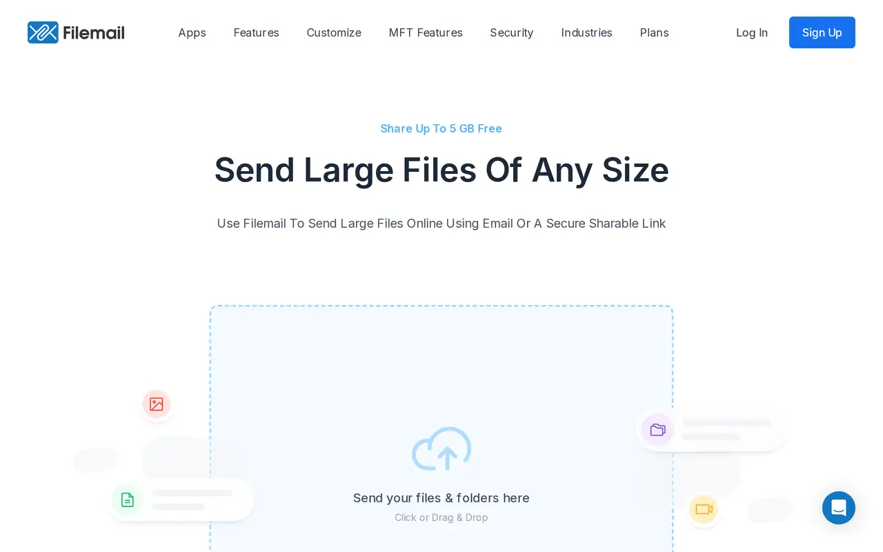 The Filemail homepage