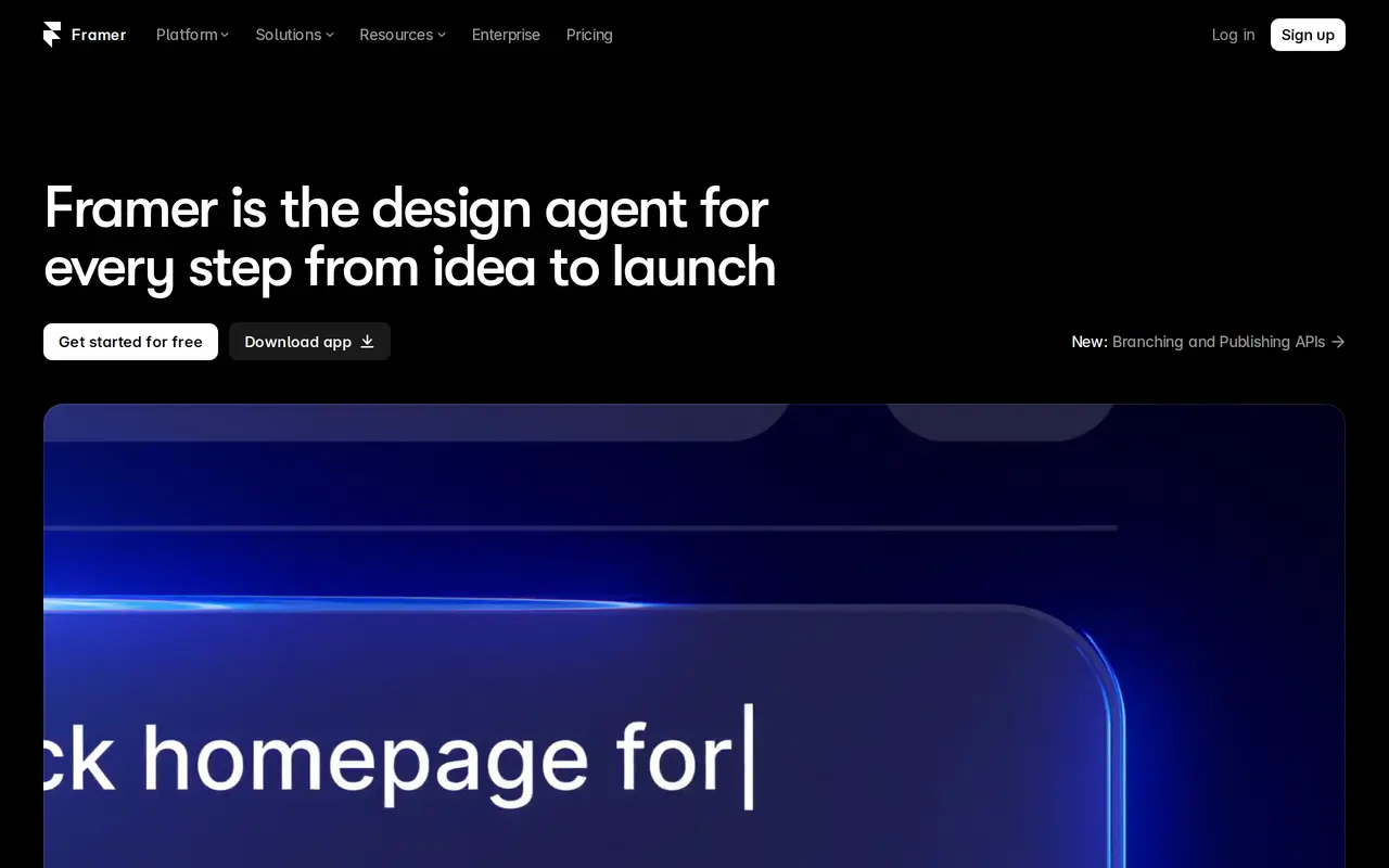 The Framer homepage