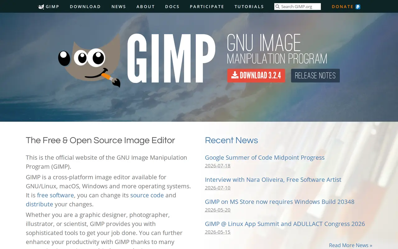 The GIMP homepage
