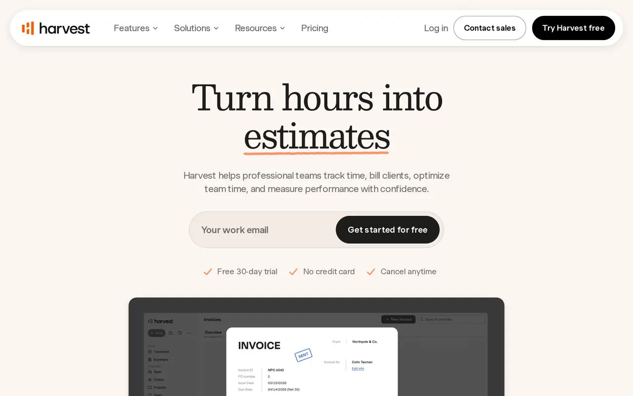 The Harvest homepage