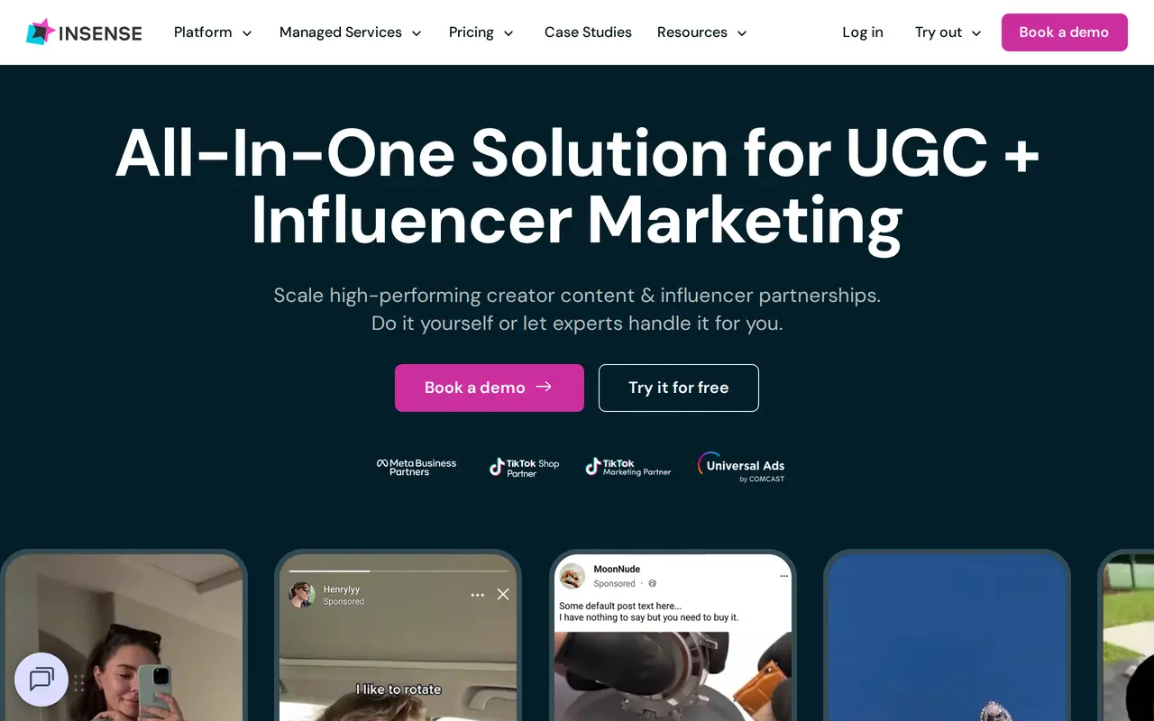 The Insense homepage
