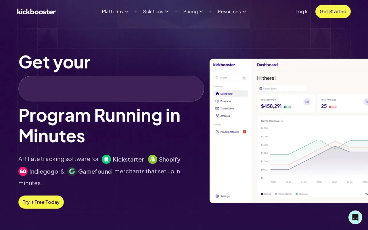 The Kickbooster homepage