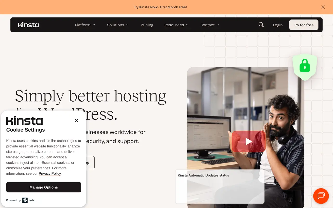 The Kinsta homepage