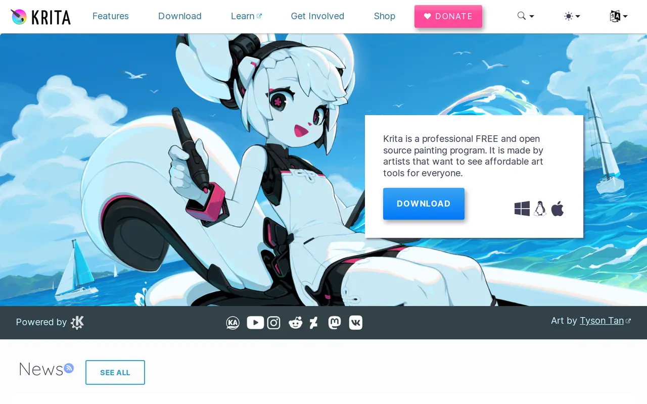 The Krita homepage