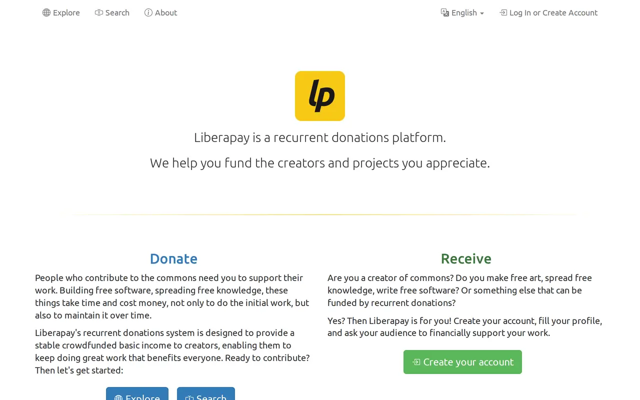 The Liberapay homepage