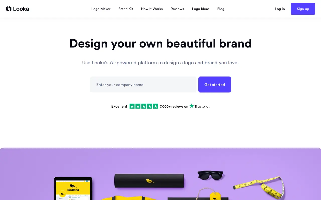 The Looka homepage