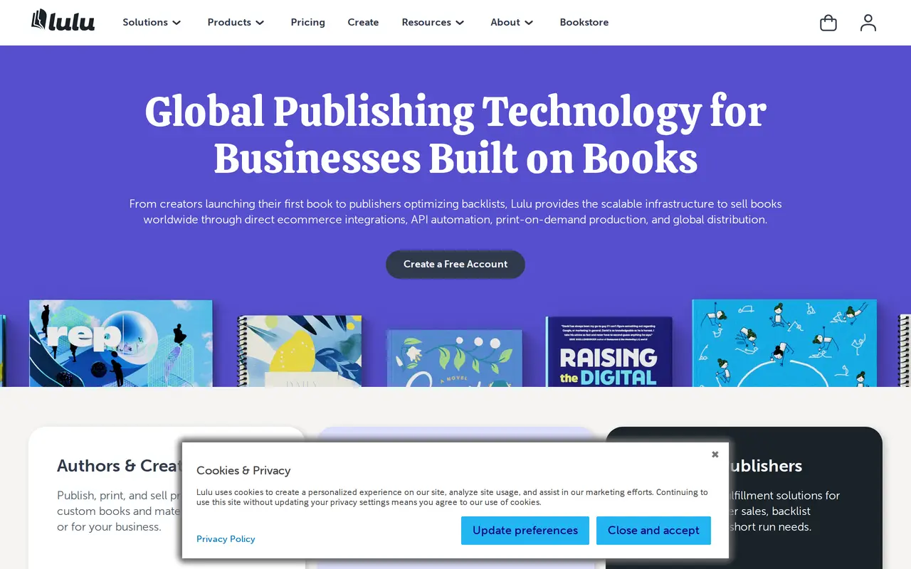 The Lulu homepage