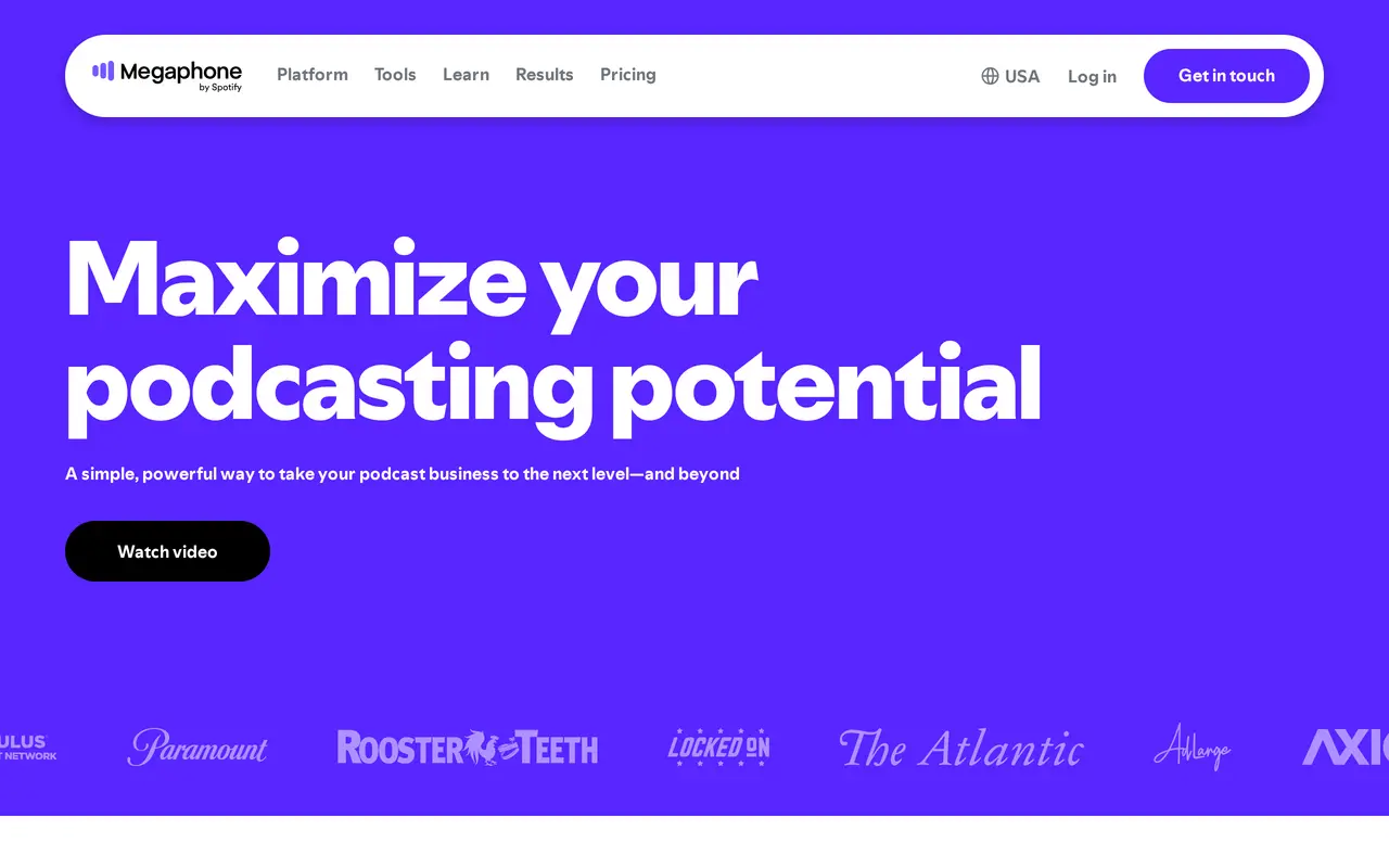 The Megaphone homepage