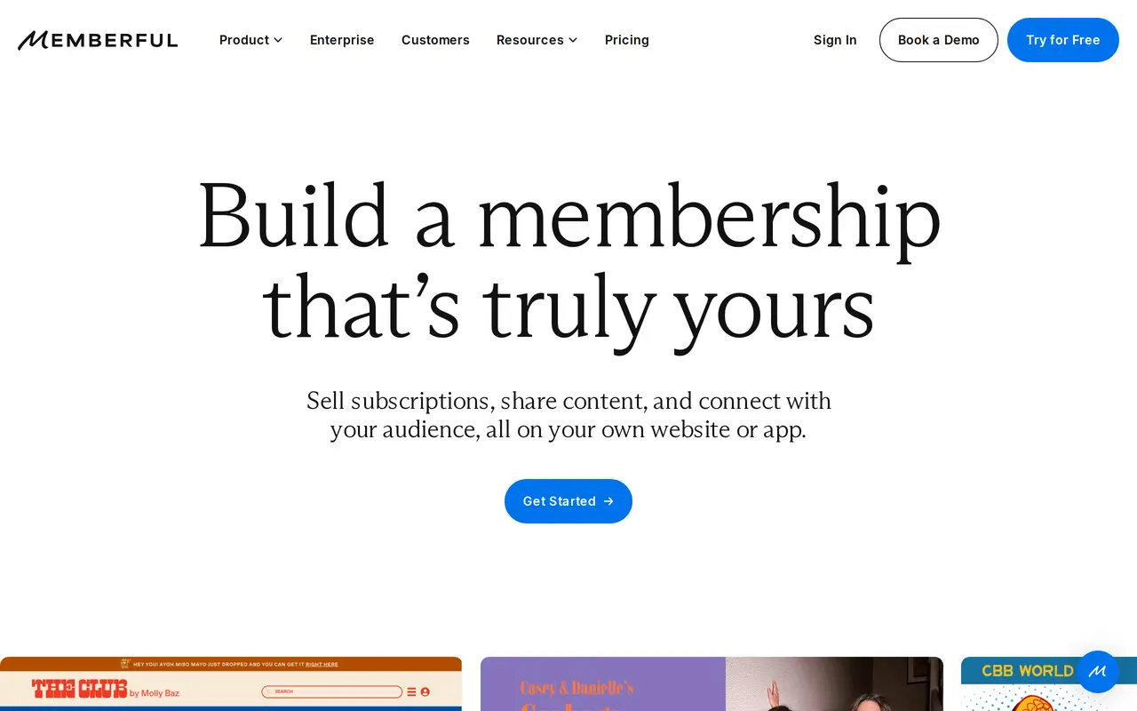 The Memberful homepage