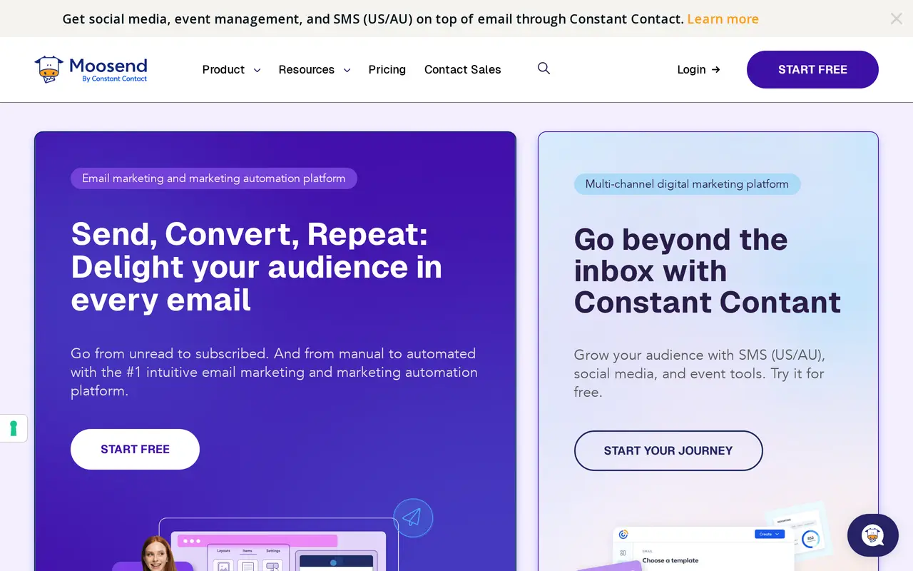 The Moosend homepage