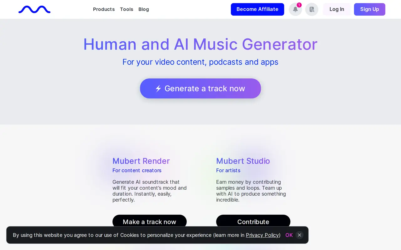The Mubert homepage