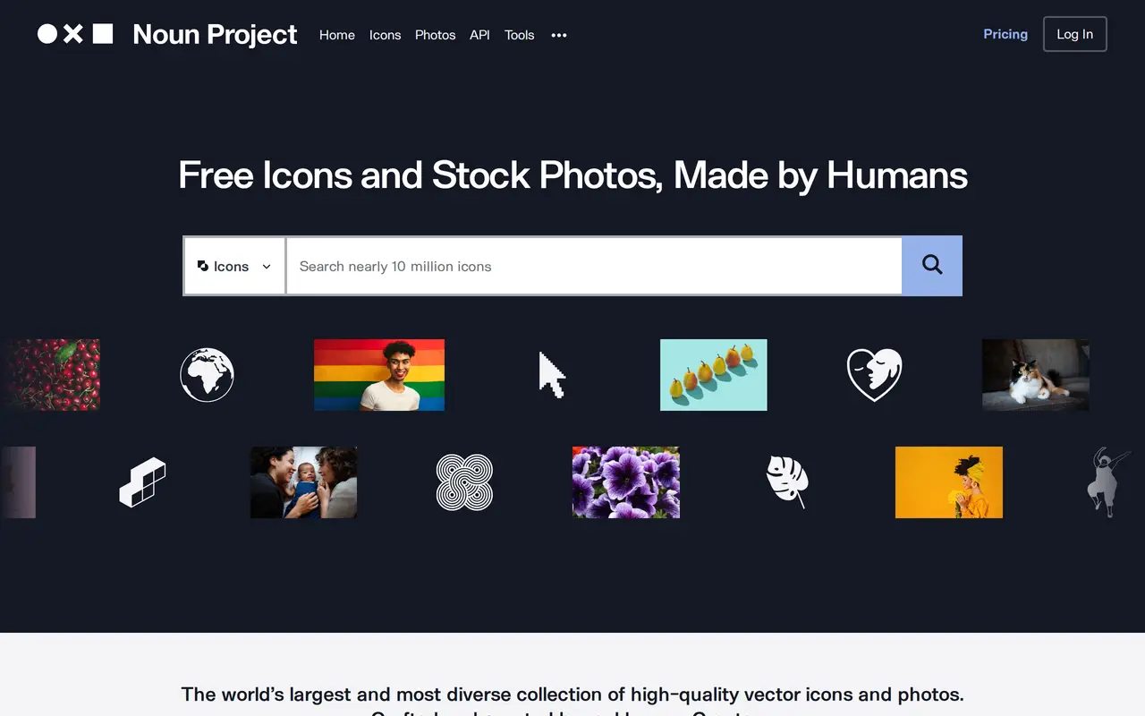 The The Noun Project homepage