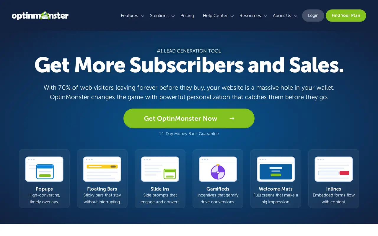 The OptinMonster homepage