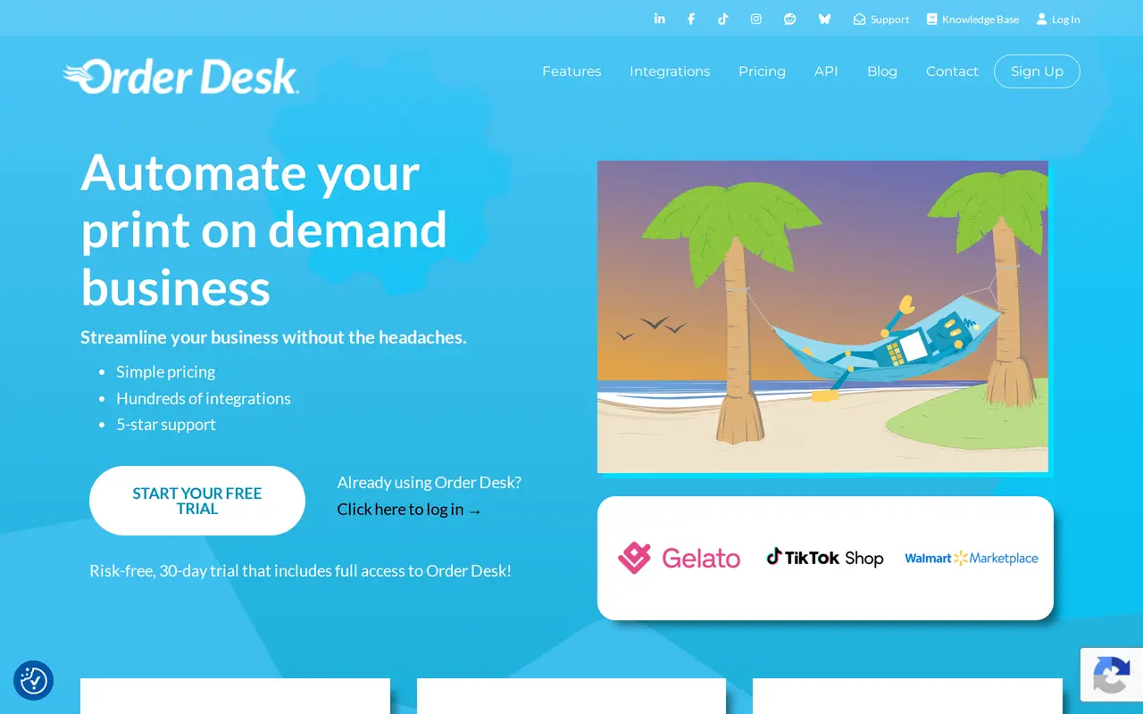 The Order Desk homepage