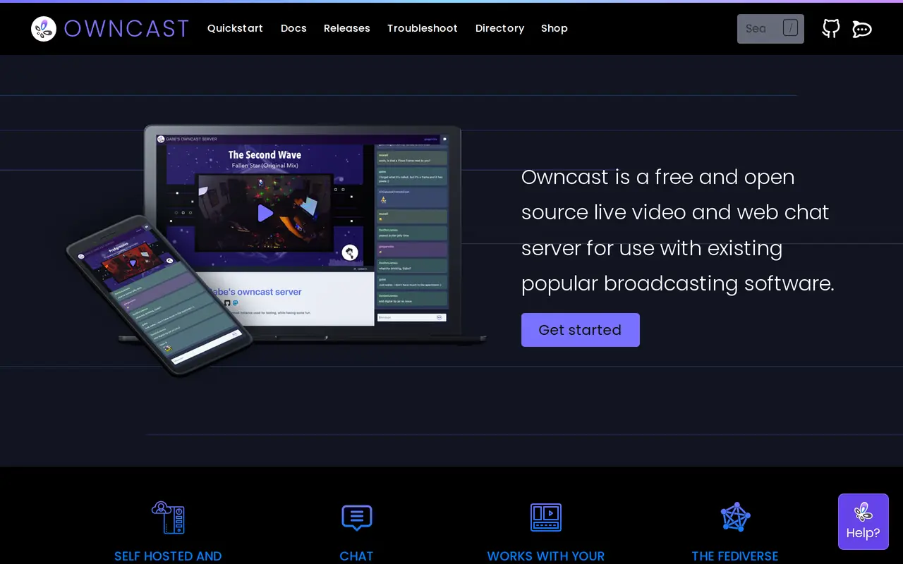 The Owncast homepage