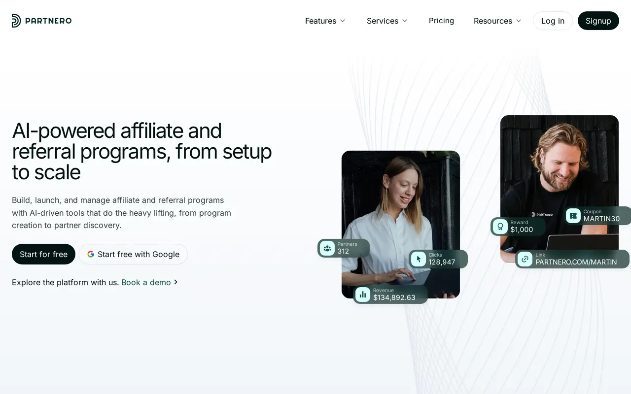 The Partnero homepage