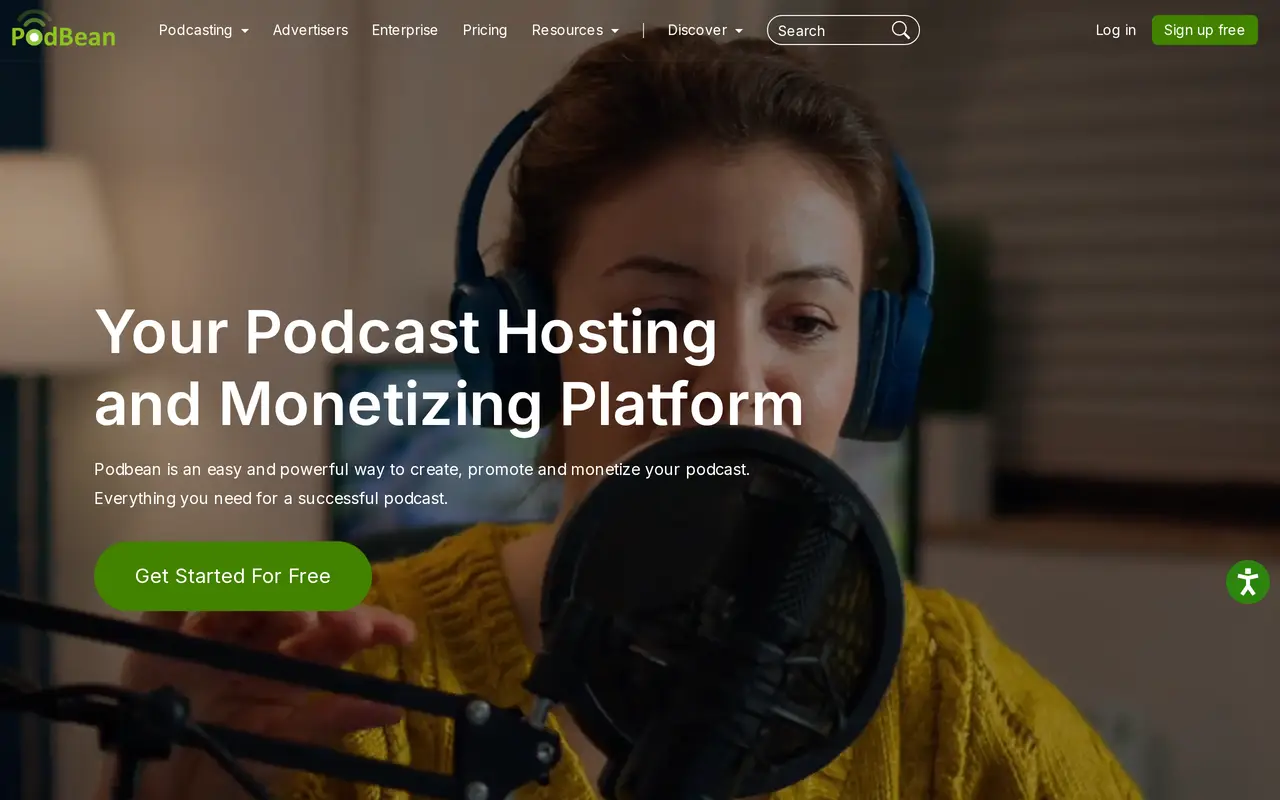 The Podbean homepage