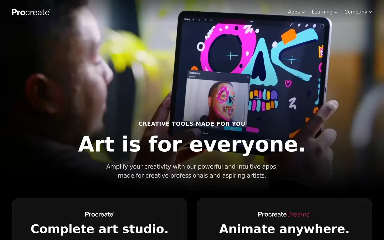 The Procreate homepage