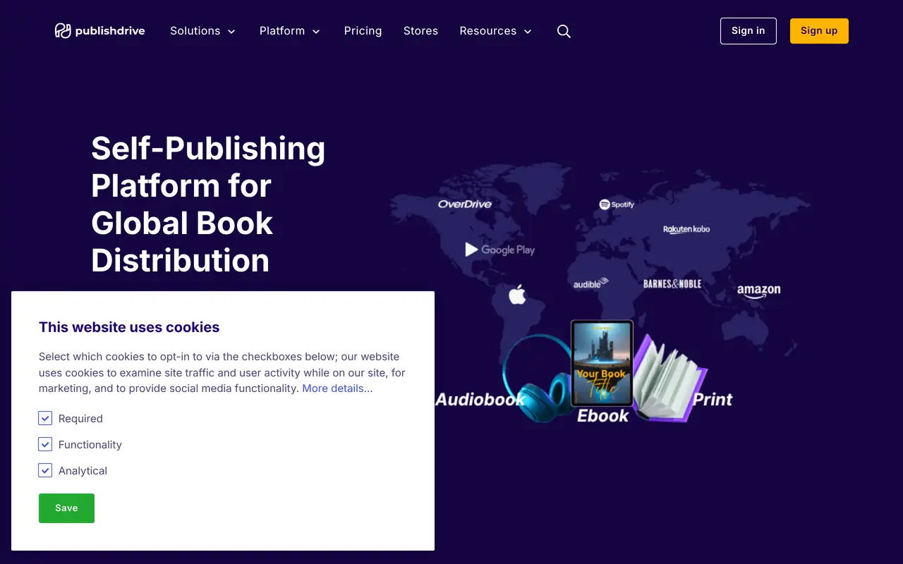The PublishDrive homepage
