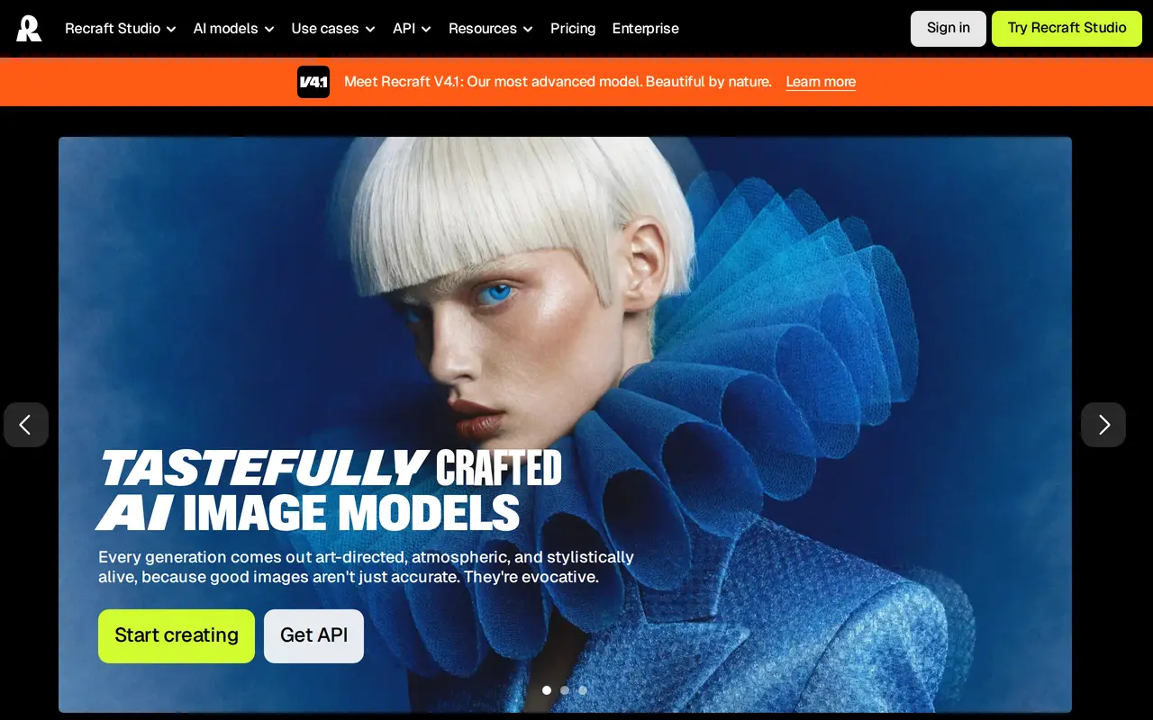 The Recraft homepage