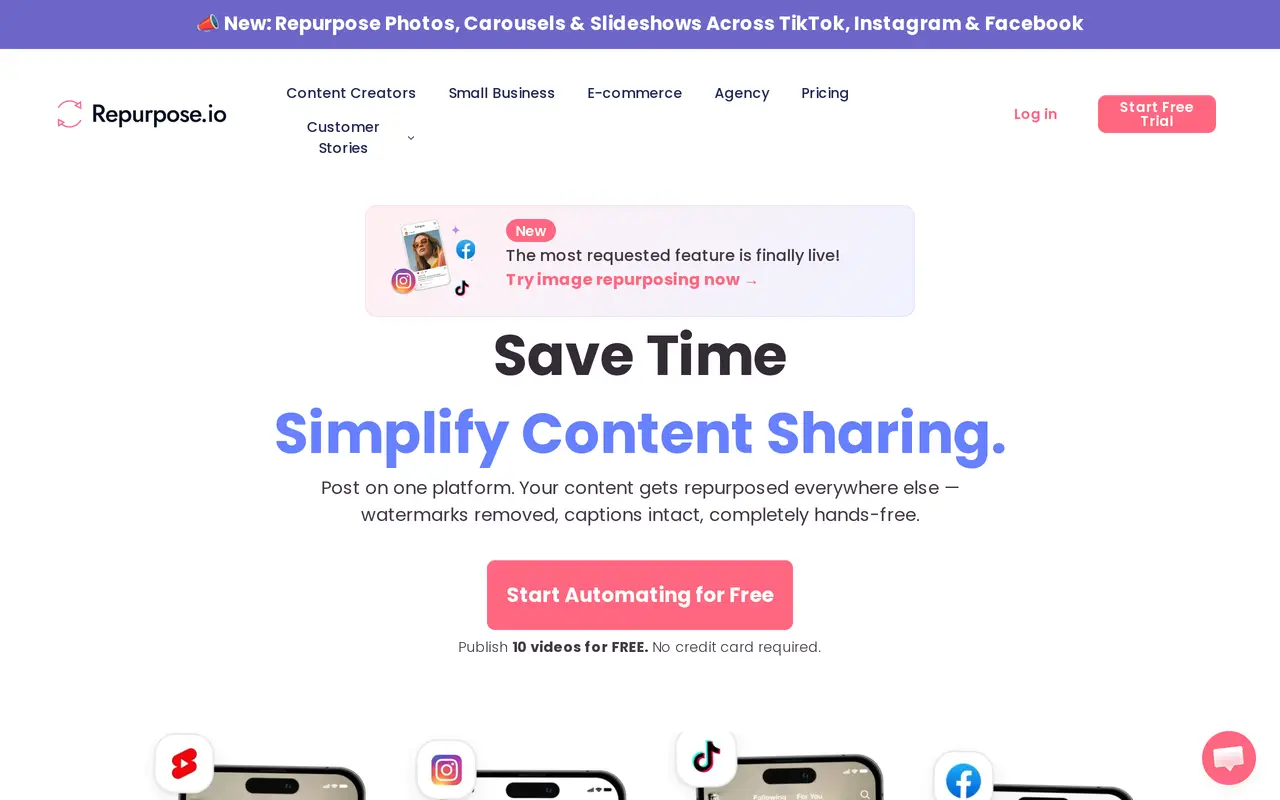 The Repurpose.io homepage
