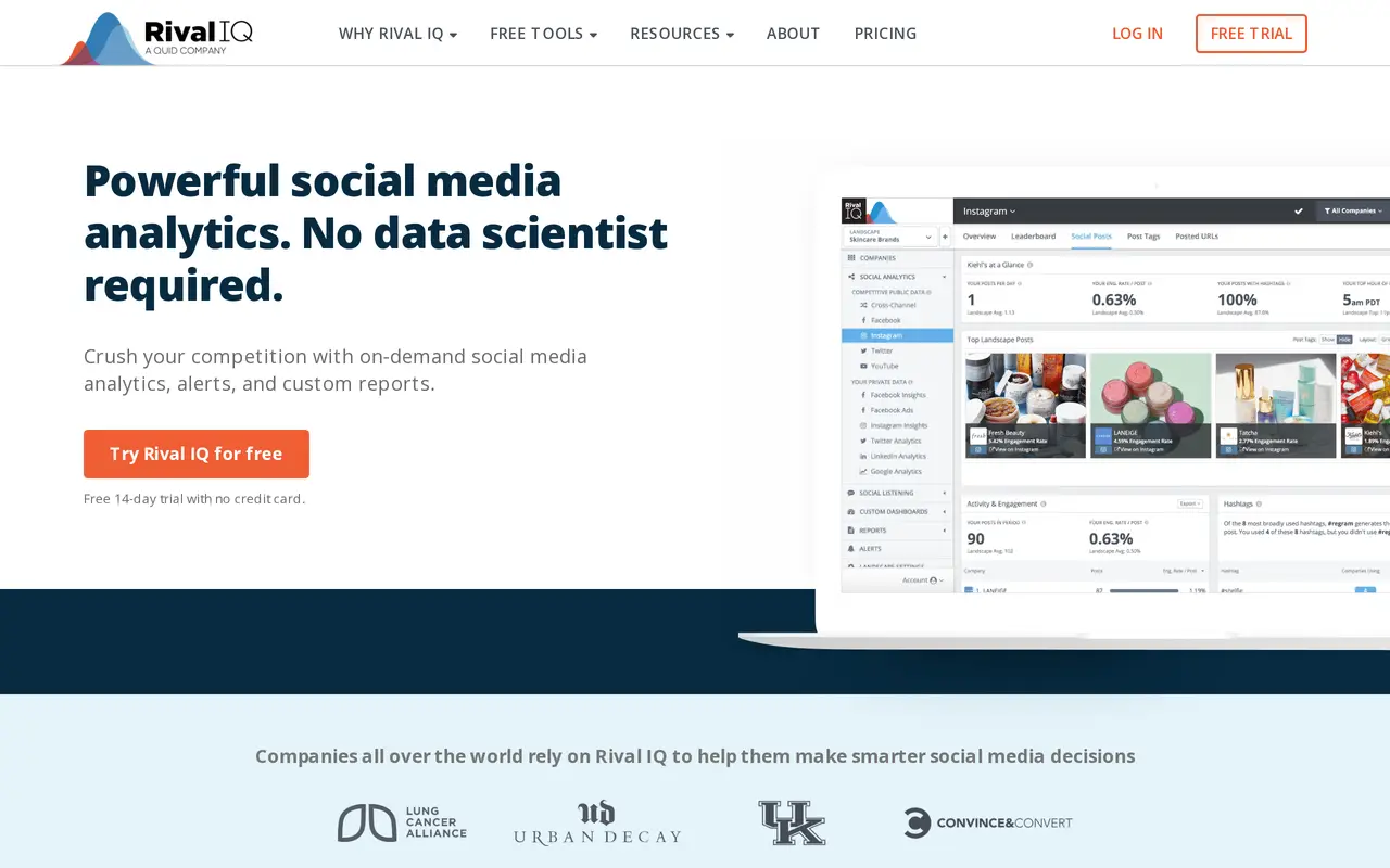 The Rival IQ homepage
