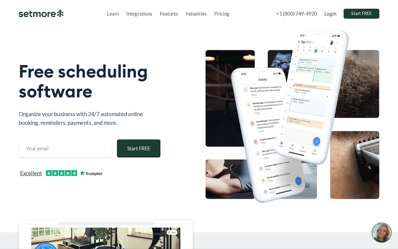 The Setmore homepage