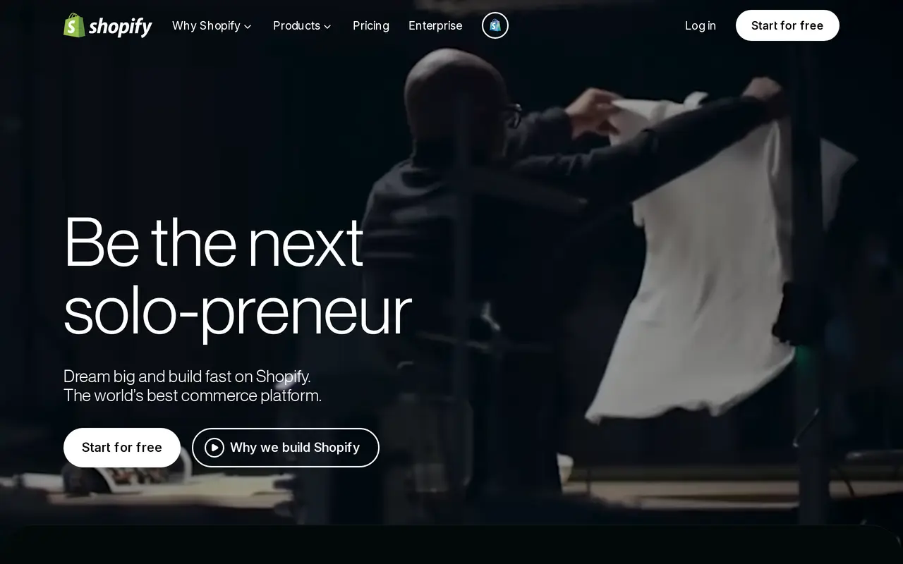 The Shopify homepage
