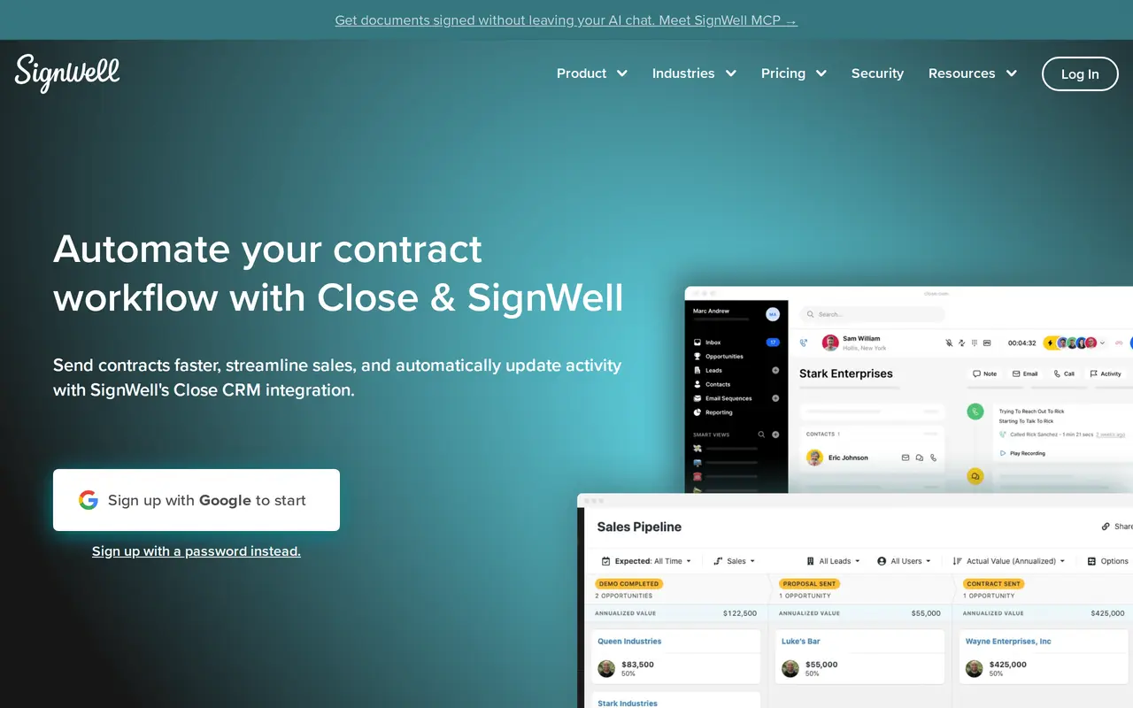 The SignWell homepage