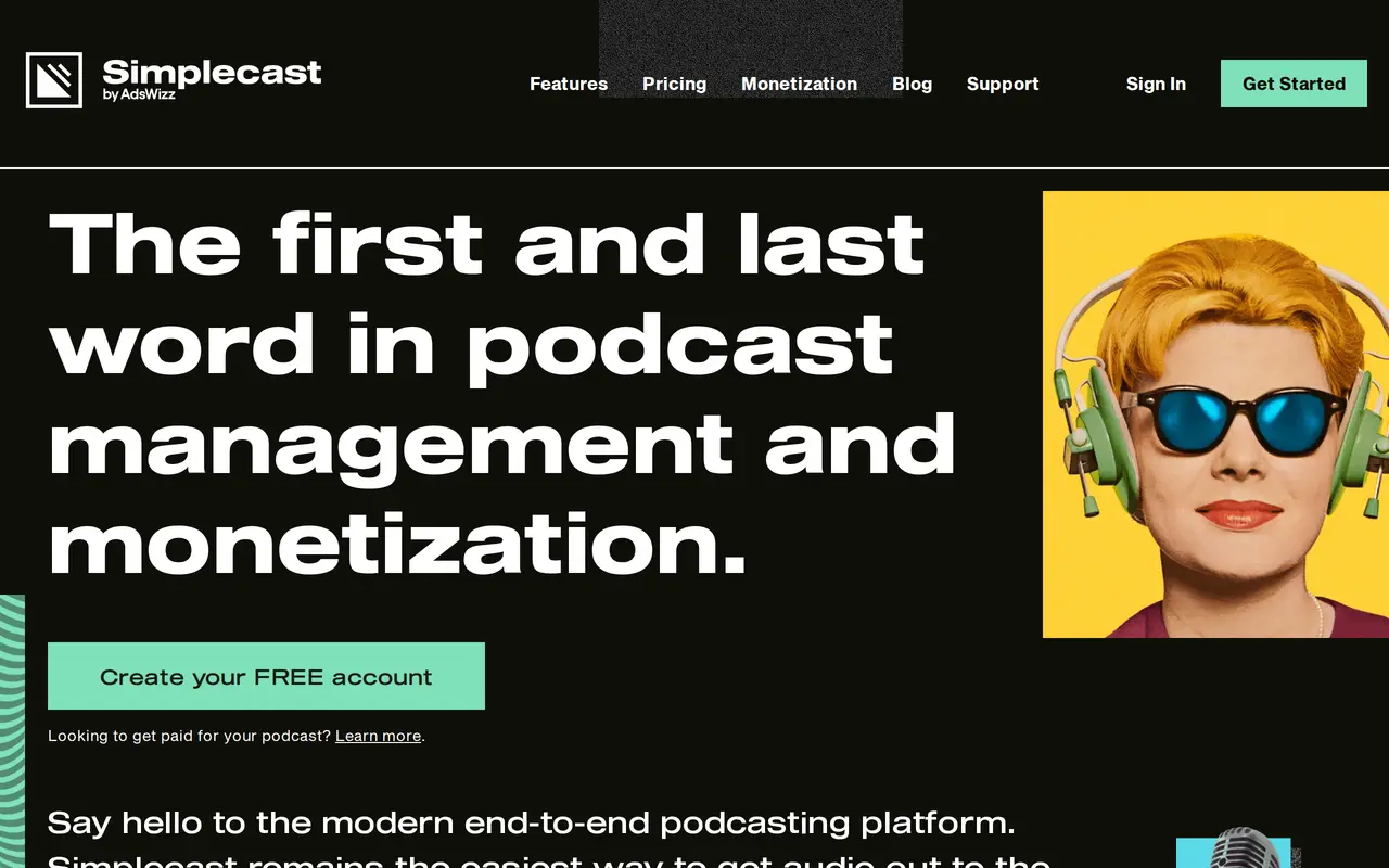 The Simplecast homepage