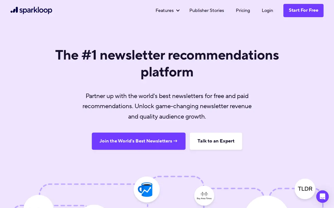 The SparkLoop homepage